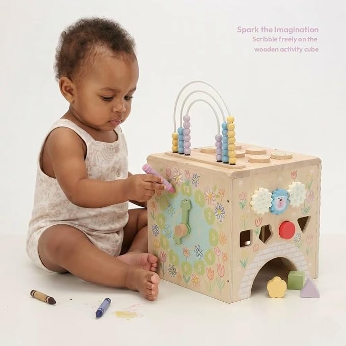 Wooden Montessori Activity Cube for Toddlers and Early Learning Fun