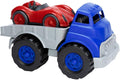 Blue Gray Flatbed Truck and Red Race Car Toy Set