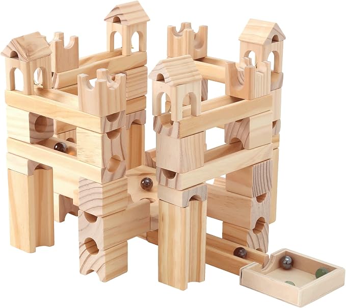 Wooden Marble Run Building Set for Kids Creative Learning