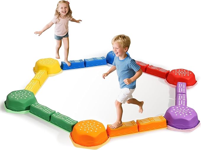 Non-Slip Balance Beam and Stepping Stones for Kids Active Play