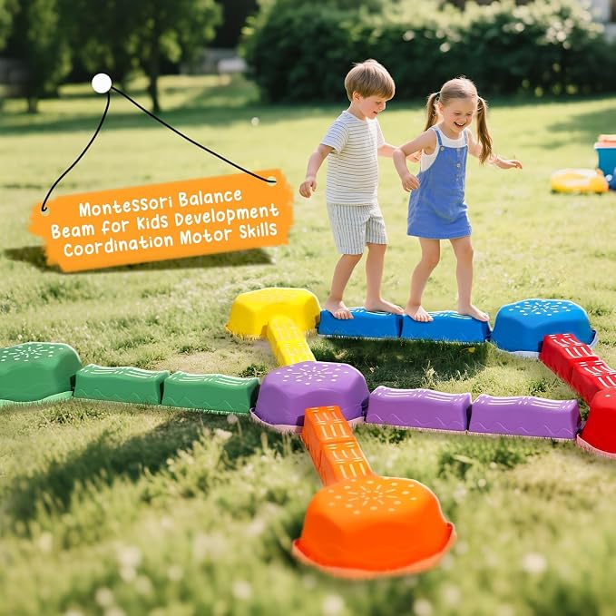Non-Slip Balance Beam and Stepping Stones for Kids Active Play