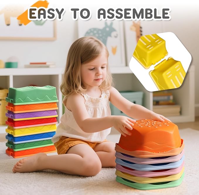 Non-Slip Balance Beam and Stepping Stones for Kids Active Play