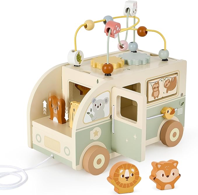 Wooden Montessori Push and Pull Cars for Toddlers Learning Play